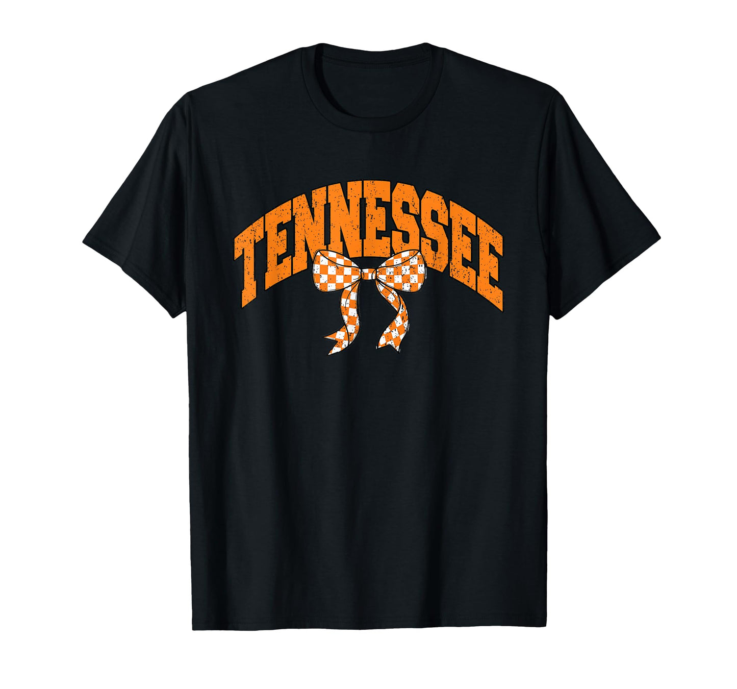 Preppy Tennessee Orange and White Cherckerboard Coquette Bow T-Shirt