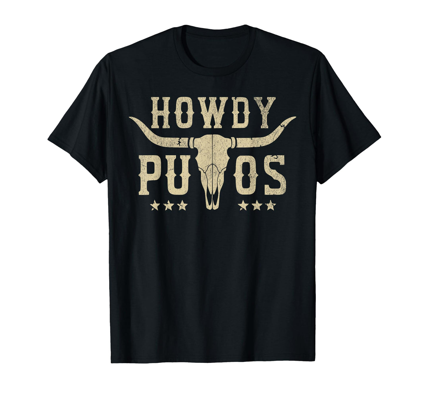 Howdy Putos Bull Skull Country Cowboy Skull Retro Vinntage T-Shirt