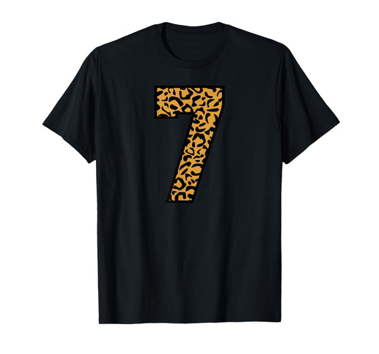 7 Number Leopard Seven Team Sports Varsity Matching T-Shirt