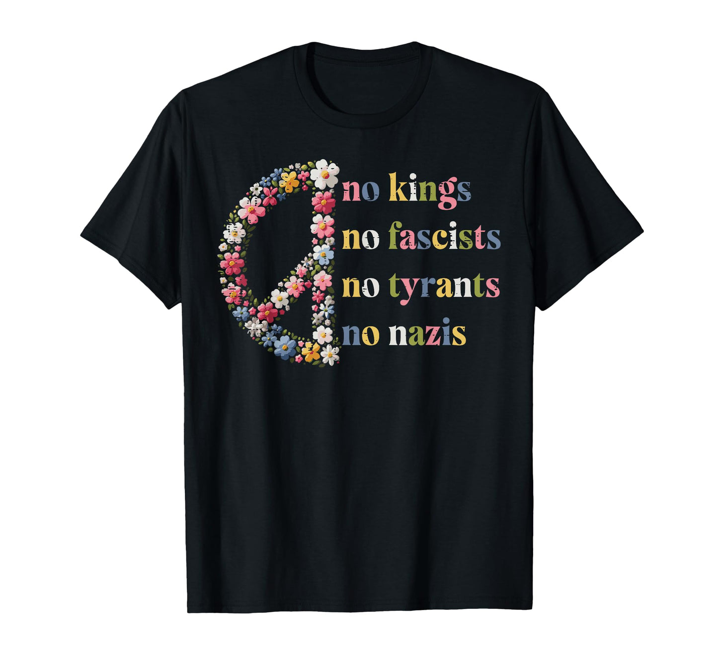 Peace Sign Flower No Kings Fascists Resist Protest Women T-Shirt