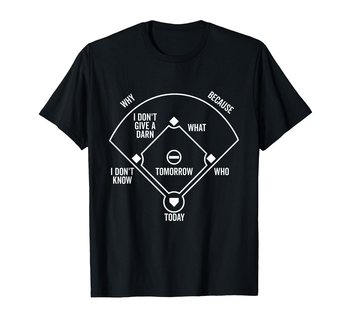 Who's on First Funny Baseball Positions Names Dark T-Shirt