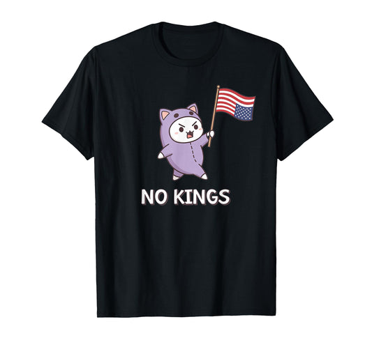 American Flag Upside Down Cat No Kings T-Shirt