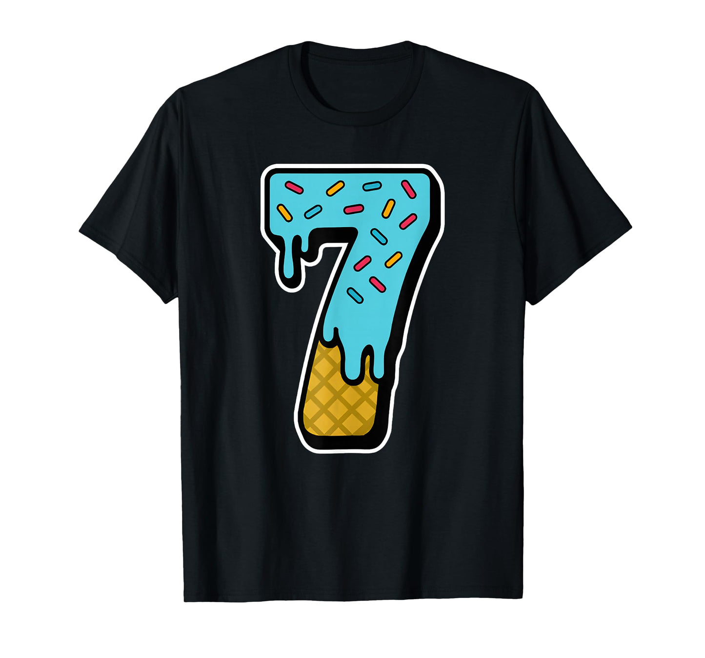 Number 7 Bold Six Seven Ice Cream Drip Funny Couple Friend T-Shirt