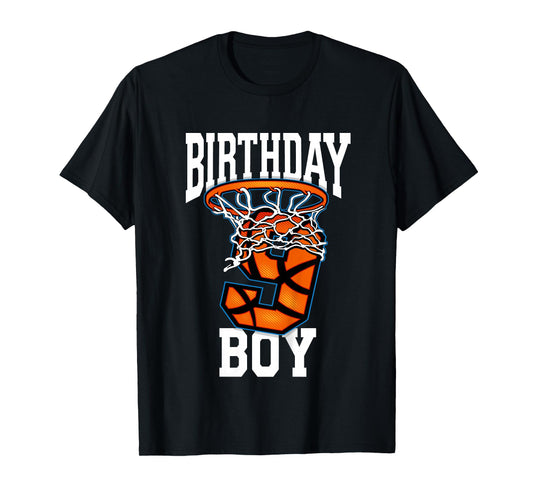 9 Year Old Birthday Shirt Boy Basketball 9th Bday Bball Tee T-Shirt