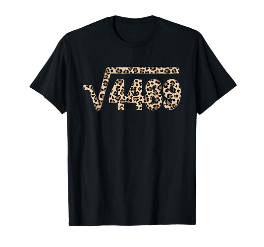 67 Leopard Pattern Meme Square Root 4489 Slang Math Teacher T-Shirt