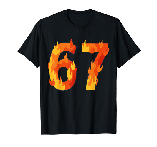 67 Meme Flames Funny Six Seven Gen Alpha Slang T-Shirt