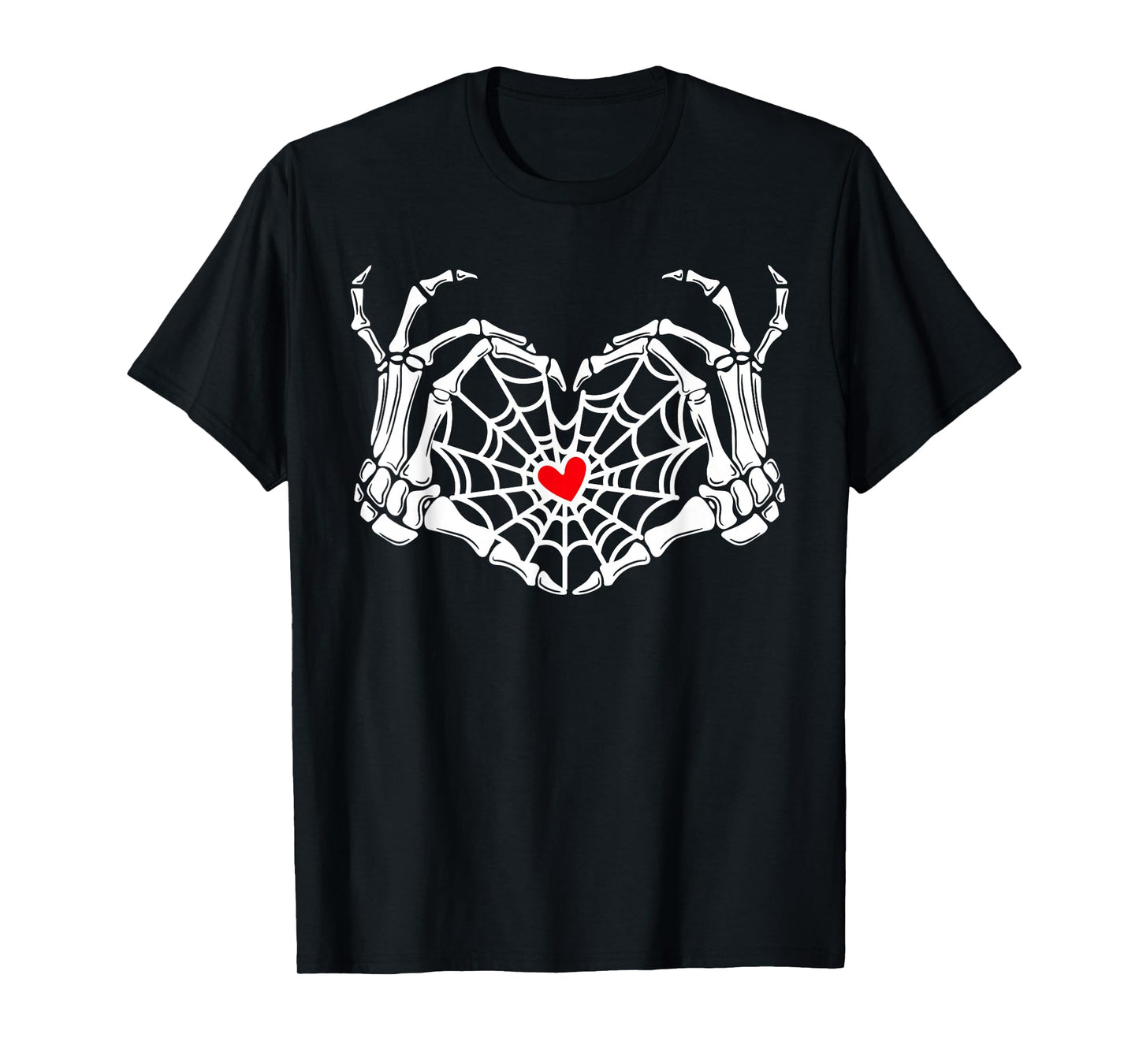 Retro Skeleton Hands Heart Sign Halloween Costume Women Girl T-Shirt
