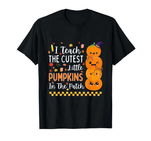Cute Teacher Halloween Design for Women Men Teacher Pumpkin T-Shirt