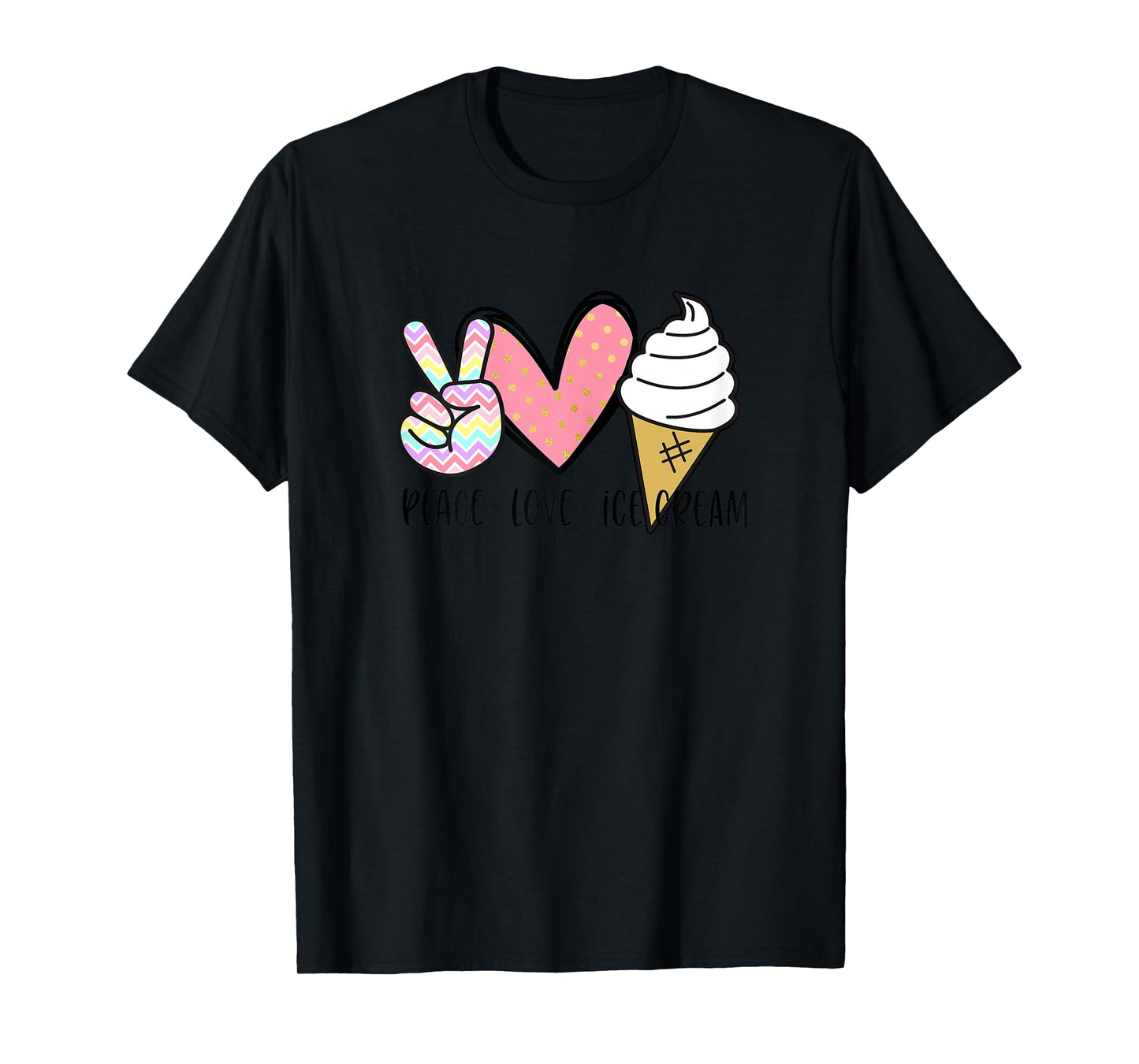 Peace Love Ice Cream Cute for Girls Teens Women Summer T-Shirt