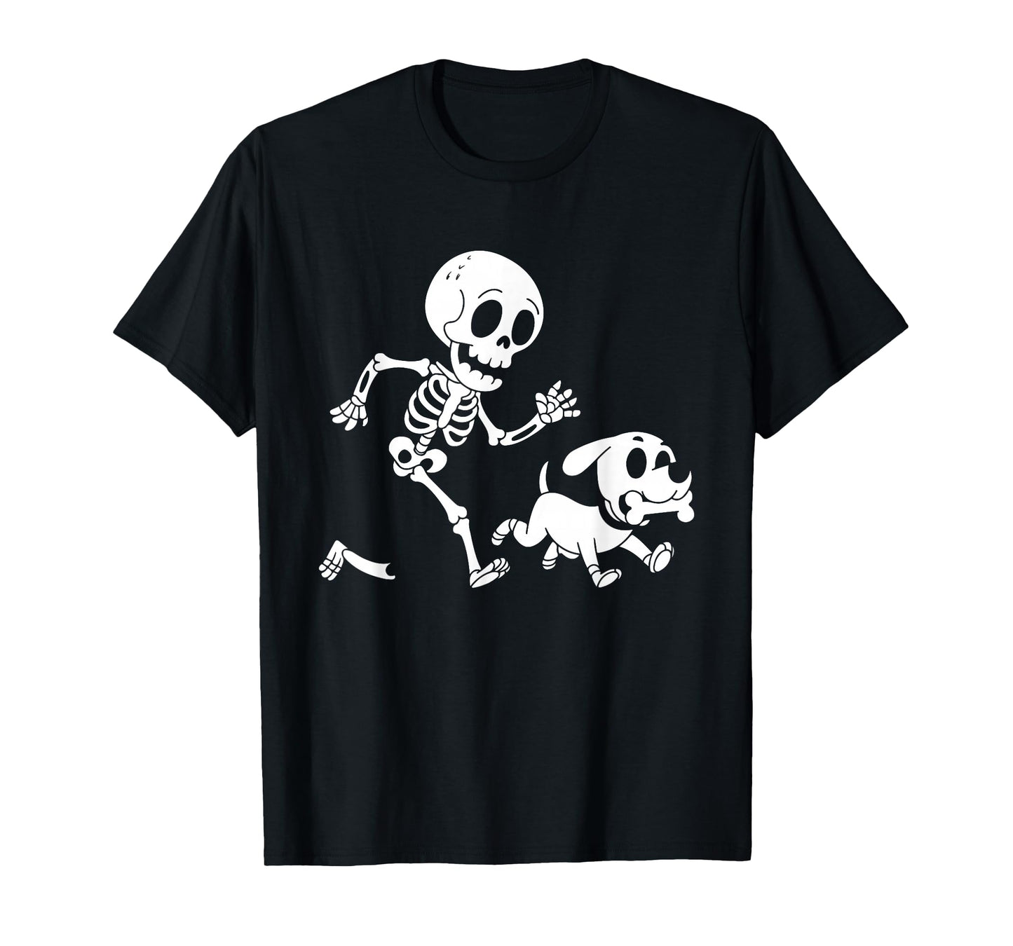Skeleton With Dog Halloween Funny Humor Joke Men Women Kids T-Shirt