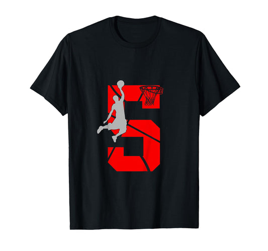 5 Year Old 5th Basketball Birthday PartyTheme Boys Girls T-Shirt