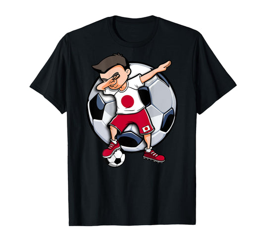 Dabbing Soccer Boy Japan Football Fans Jersey Japanese Flag T-Shirt