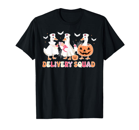 Delivery Squad Halloween Goose Spooky Labor Delivery Nurse T-Shirt