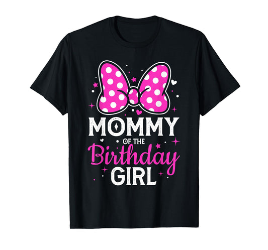 Daddy of The Birthday Girl Cute Pink Bow Family Matching T-Shirt