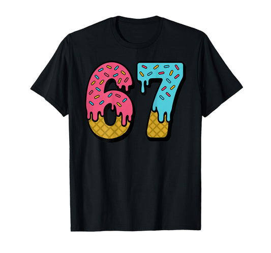 67 Ice Cream Drip Meme Six Seven Game Day (On Back) T-Shirt