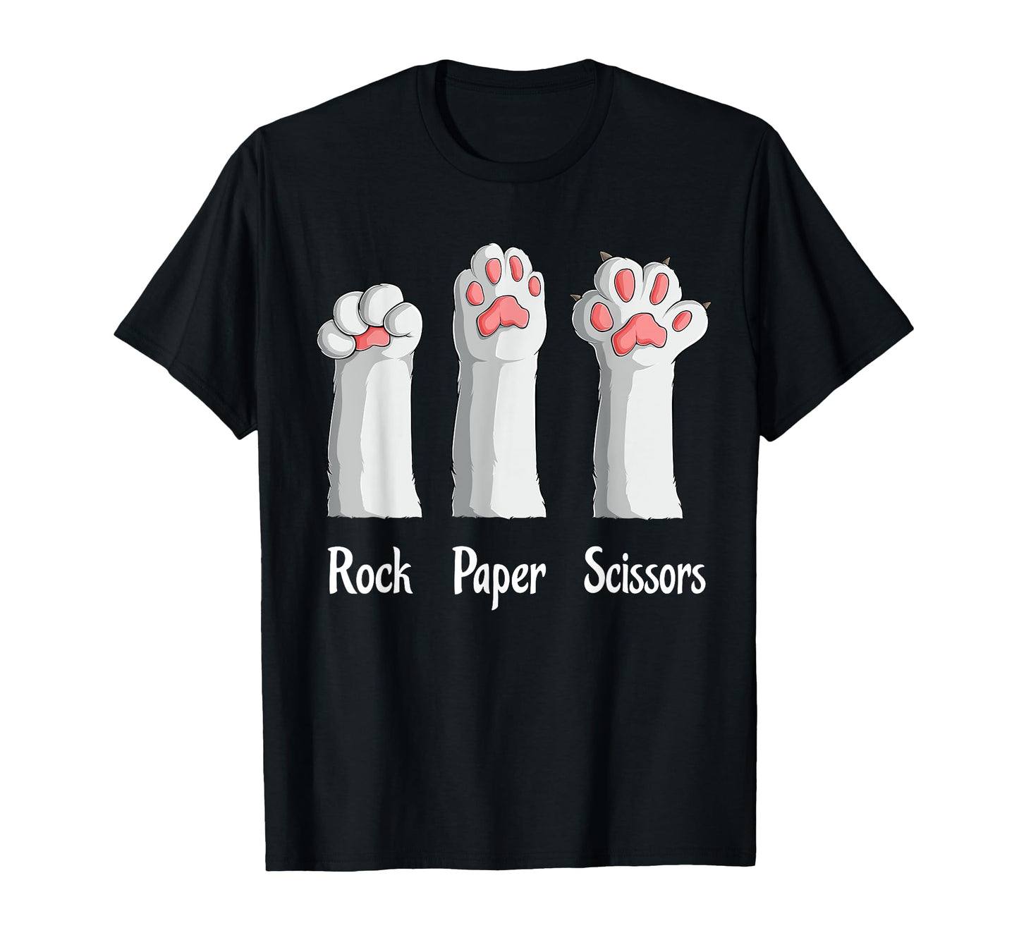 Funny Cat Rock Paper Scissors Hand Game Cute Paw Kitten Kids T-Shirt