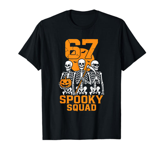 67 Halloween Meme 6 7 Numbers Six Seven Kids Skeleton Group T-Shirt
