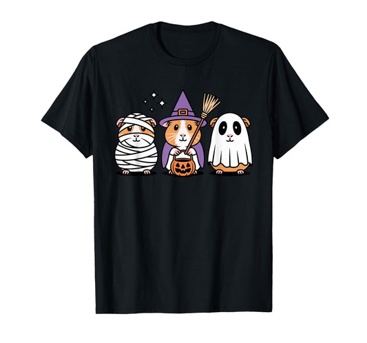 Cute Guinea Pig Halloween Witch Mummy Ghost T-Shirt