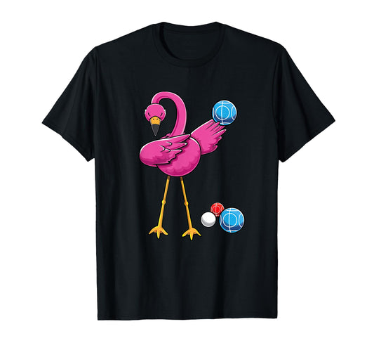 Cute Dabbing Flamingo Bocce Ball Player Boccie Girls Bocci T-Shirt