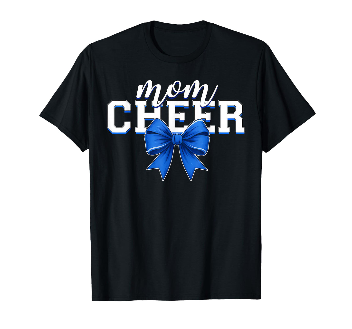 Cheer Mom Blue Bow Cheerleader Competition Game Day T-Shirt