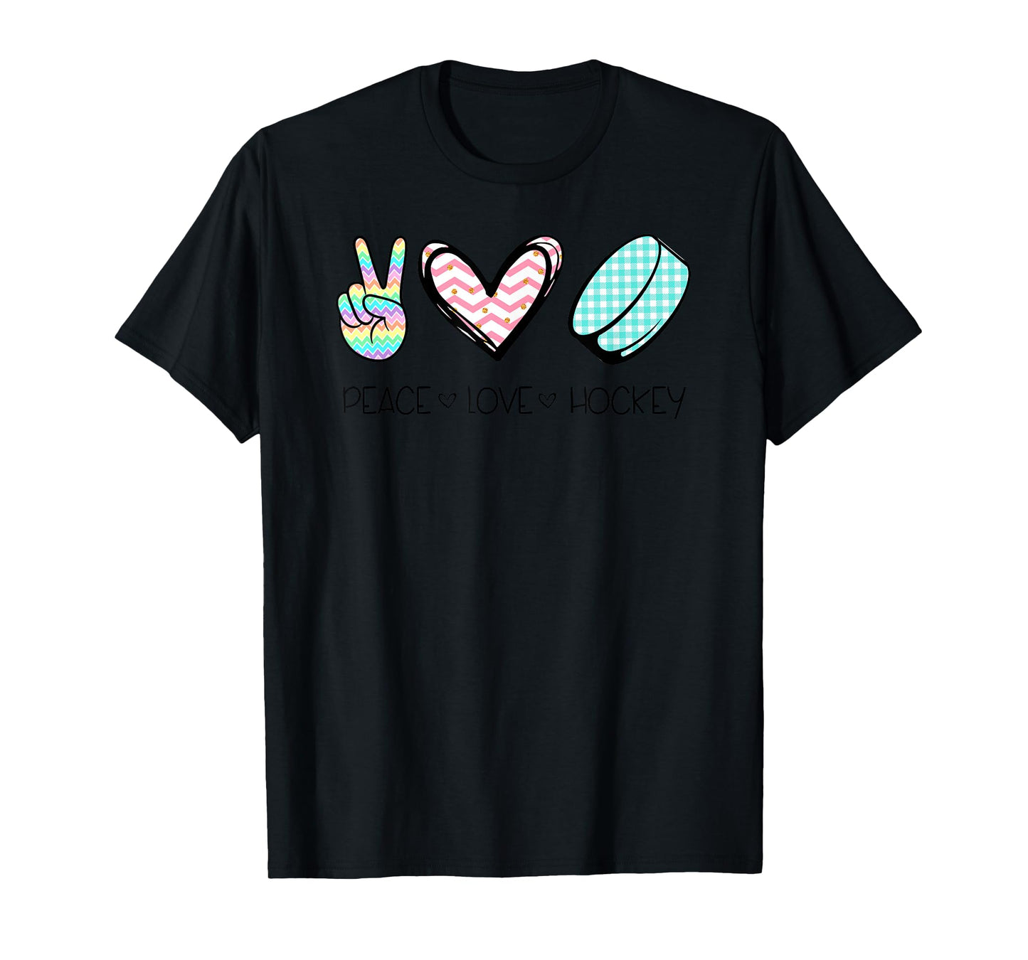 Peace Love Hockey Cute Design for Women Teen Girls T-Shirt