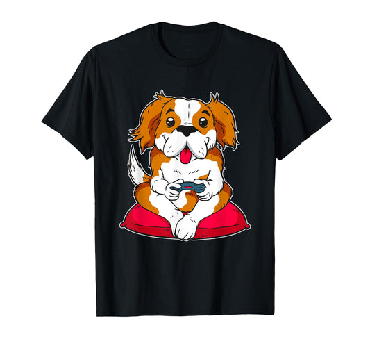 Cute Gamer Dog Gaming T-Shirt for Men Women
