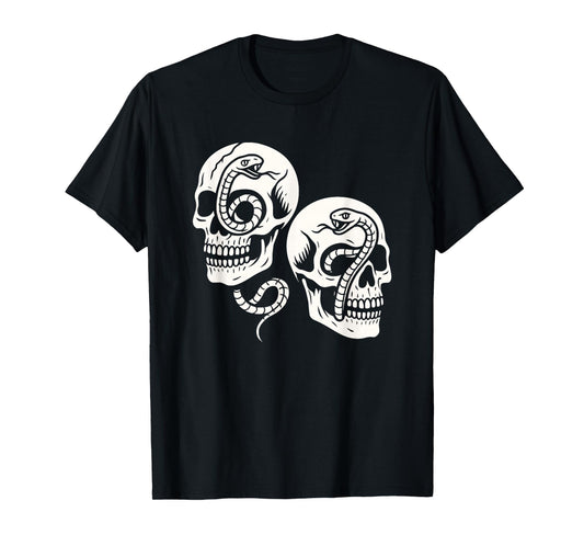 6 7 Skulls and Snakes 6-7 Meme Halloween Gothic Graphic T-Shirt