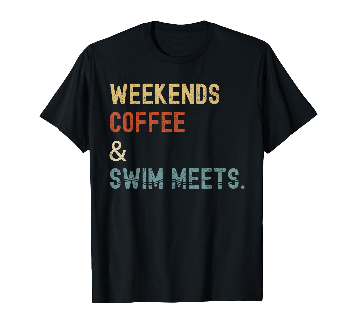 2 Weekends Coffee Swim Meets Shirt Swimmer Shirt M Unisex-Adults Women Black Small Cotton, Polyester Short Sleeve T-Shirt