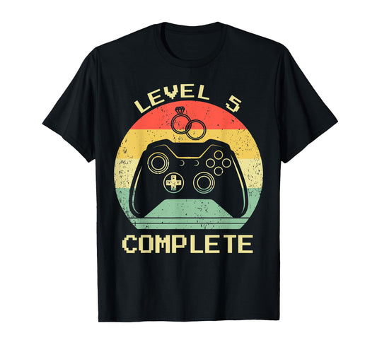 5th Wedding Anniversary Wife Husband Level 5 Complete Gamer T-Shirt