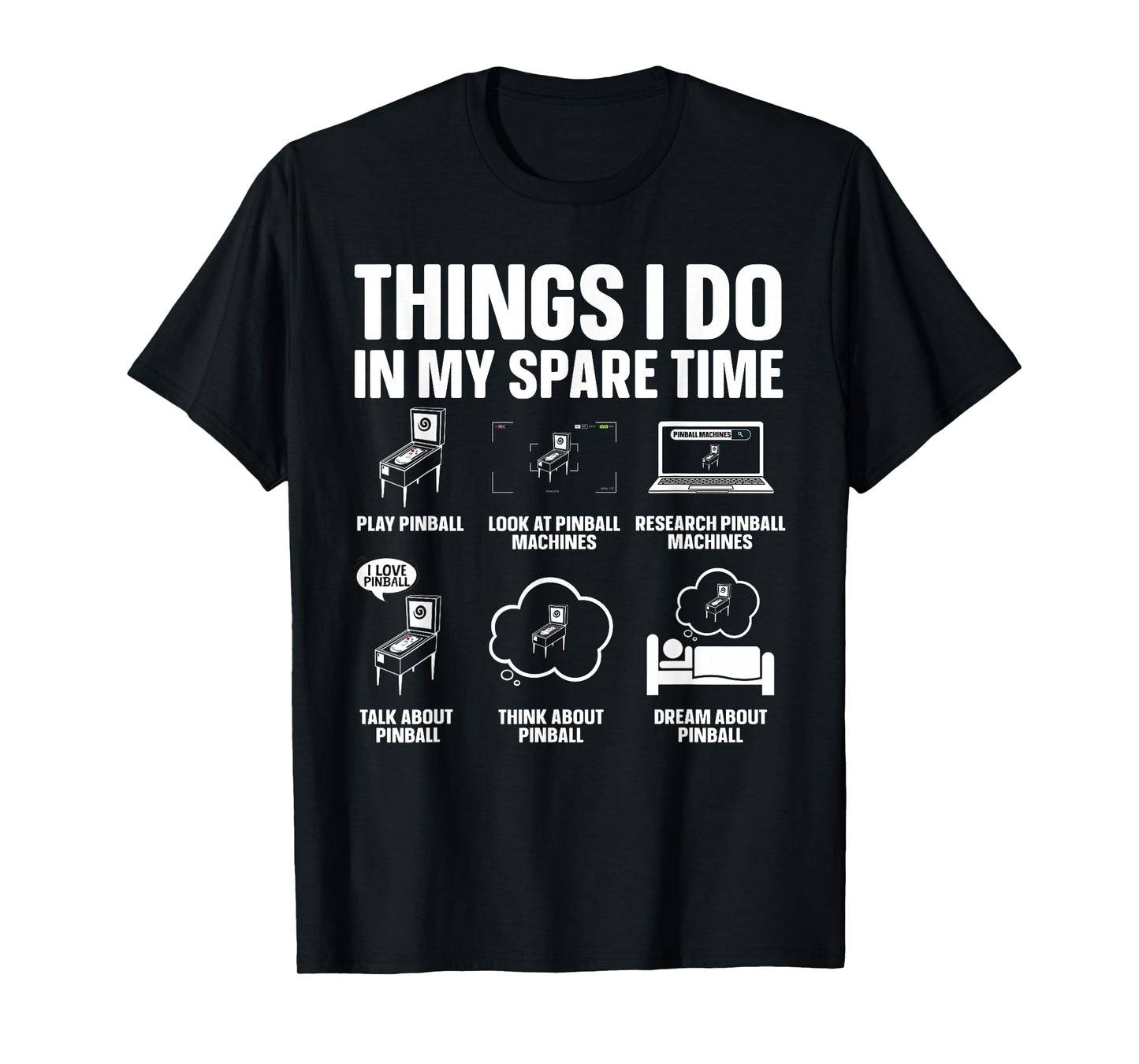 Funny Pinball Art for Men Women Kids Pinball Lovers Pinball T-Shirt