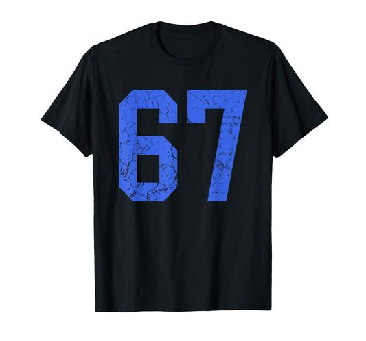 Distressed Royal Blue Number 67 Jersey Player Uniform #67 T-Shirt