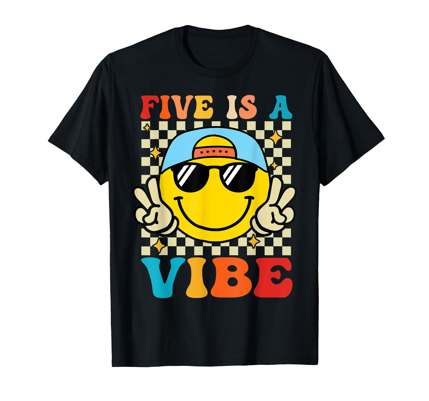 Five Is A Vibe 5th Birthday Groovy Boys Girls 5 Years Old T-Shirt