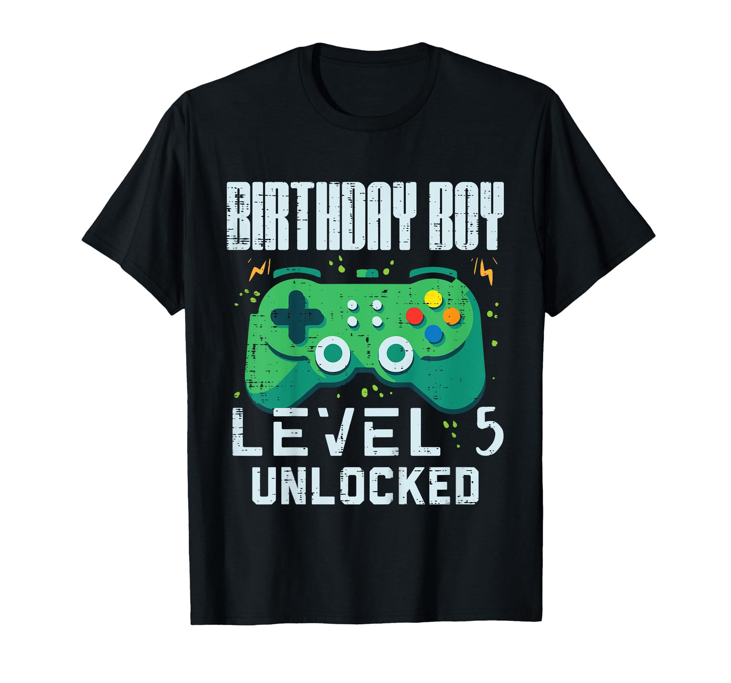 Kids Birthday Boy Level 5 Unlocked Gamer Controller 5th Bday Boys T-Shirt