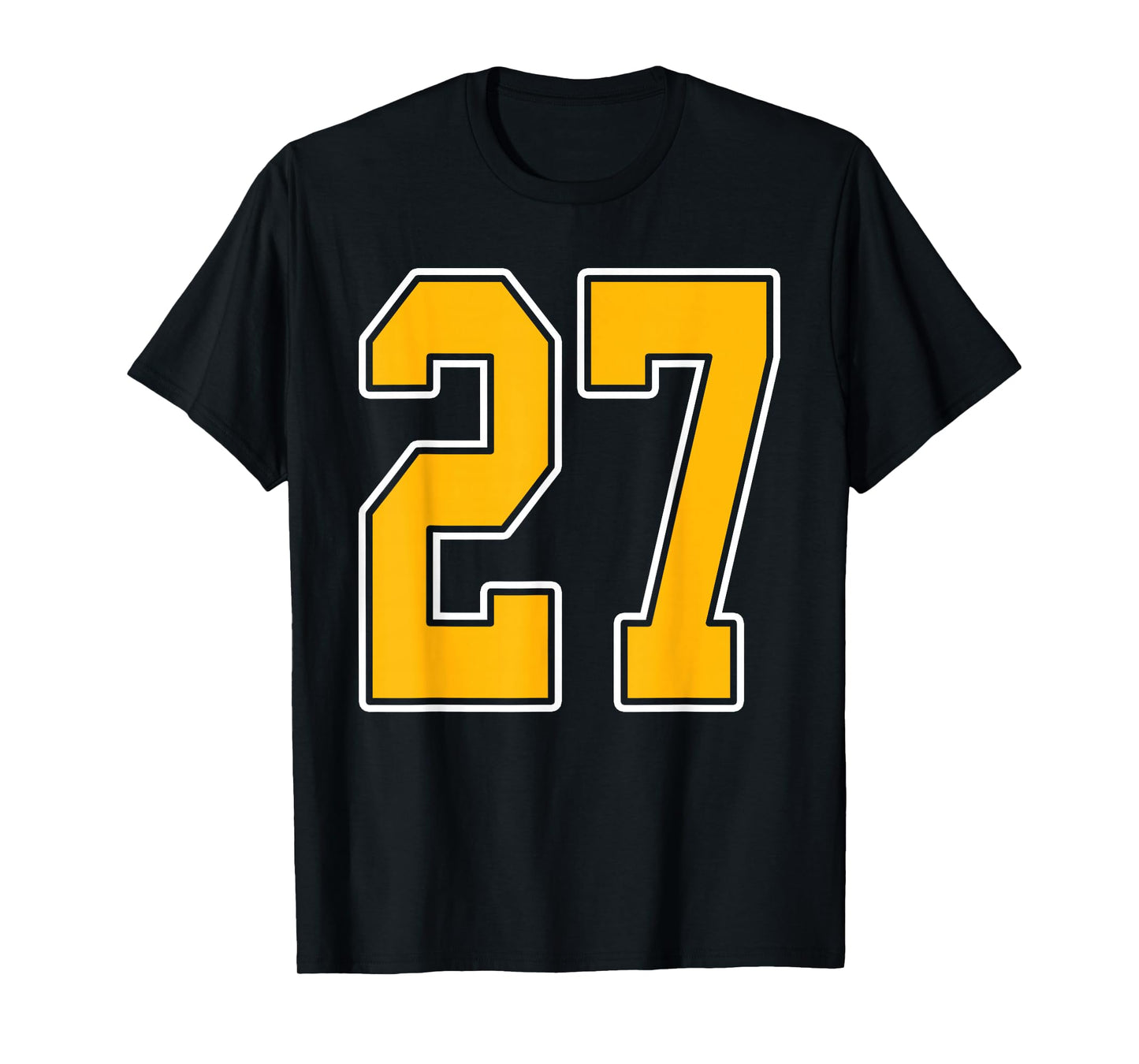 Gold and White Sports Number 27 Jersey Uniform Player T-Shirt