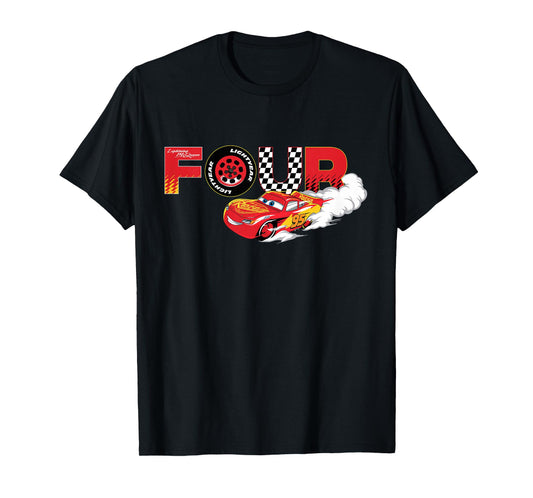 Disney & Pixar's Cars Numbers 4 Fourth 4th Birthday Party T-Shirt