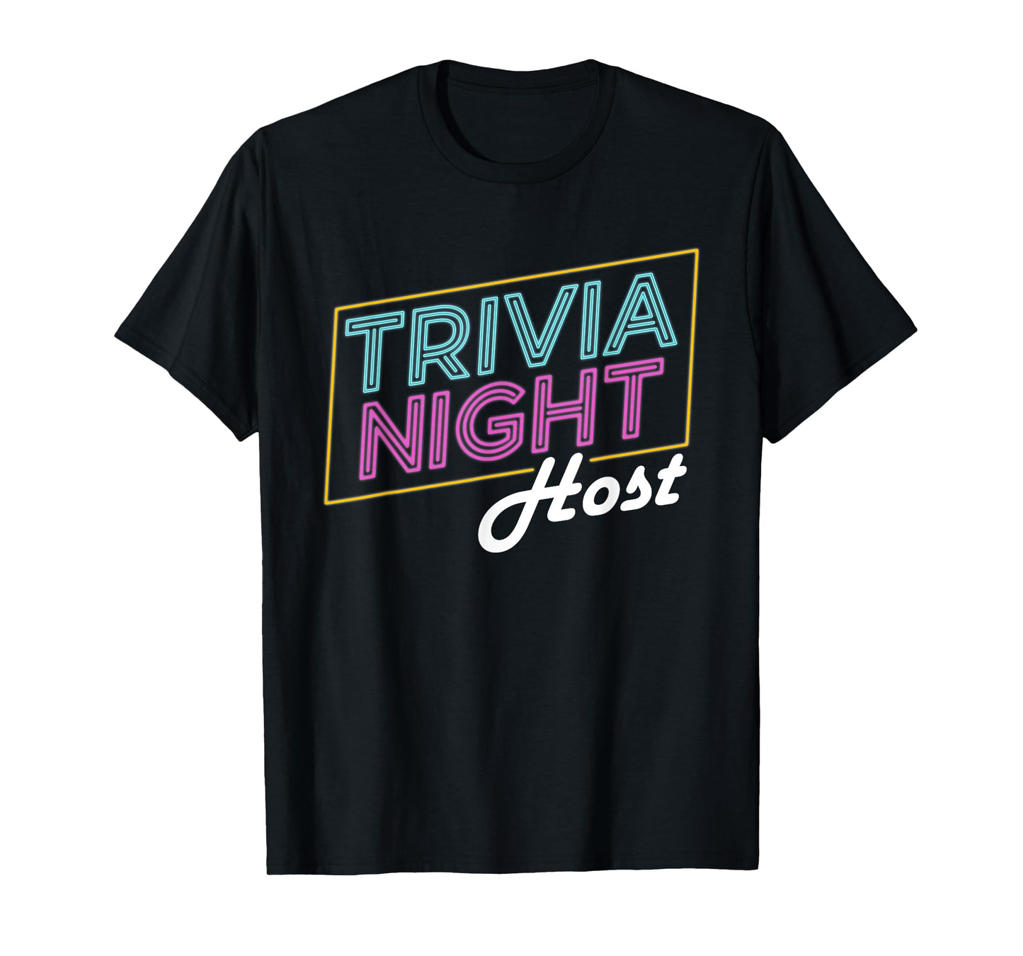 Board Game Apparel Trivia Night Host T-Shirt - Unisex Adults - Black - Short Sleeve - Letter Print - Crew Neck - Casual - Retro Trivia Host T-Shirt