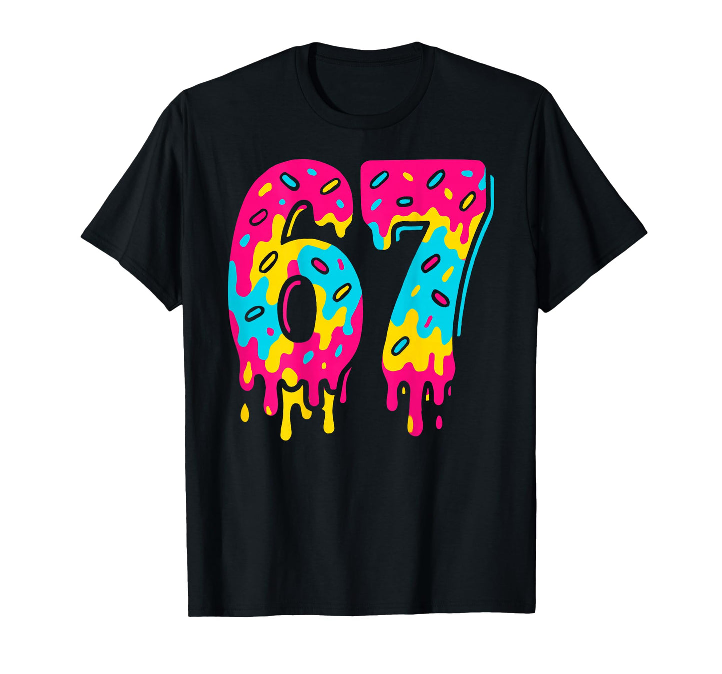Six Seven Ice Cream Drip 67 Meme Gen Alpha Slang (On Back) T-Shirt