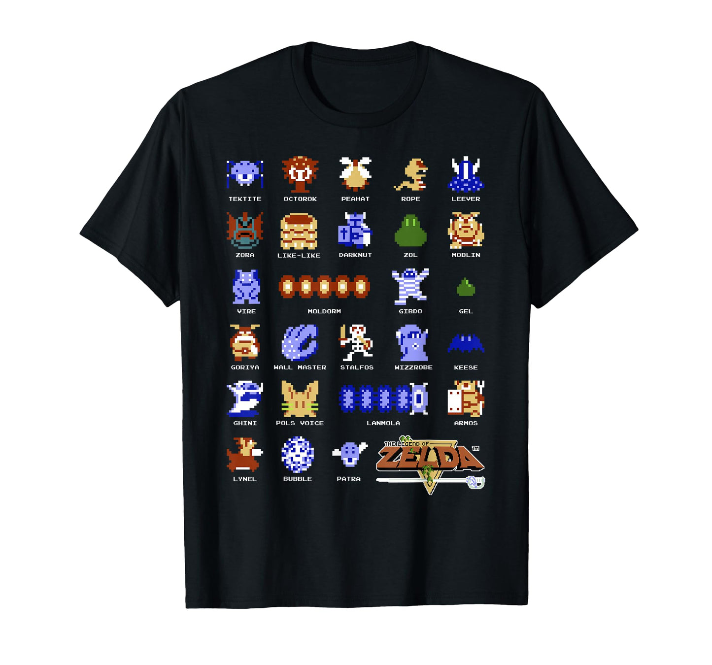 Legend Of Zelda Character Pixel Art Portrait Grid T-Shirt