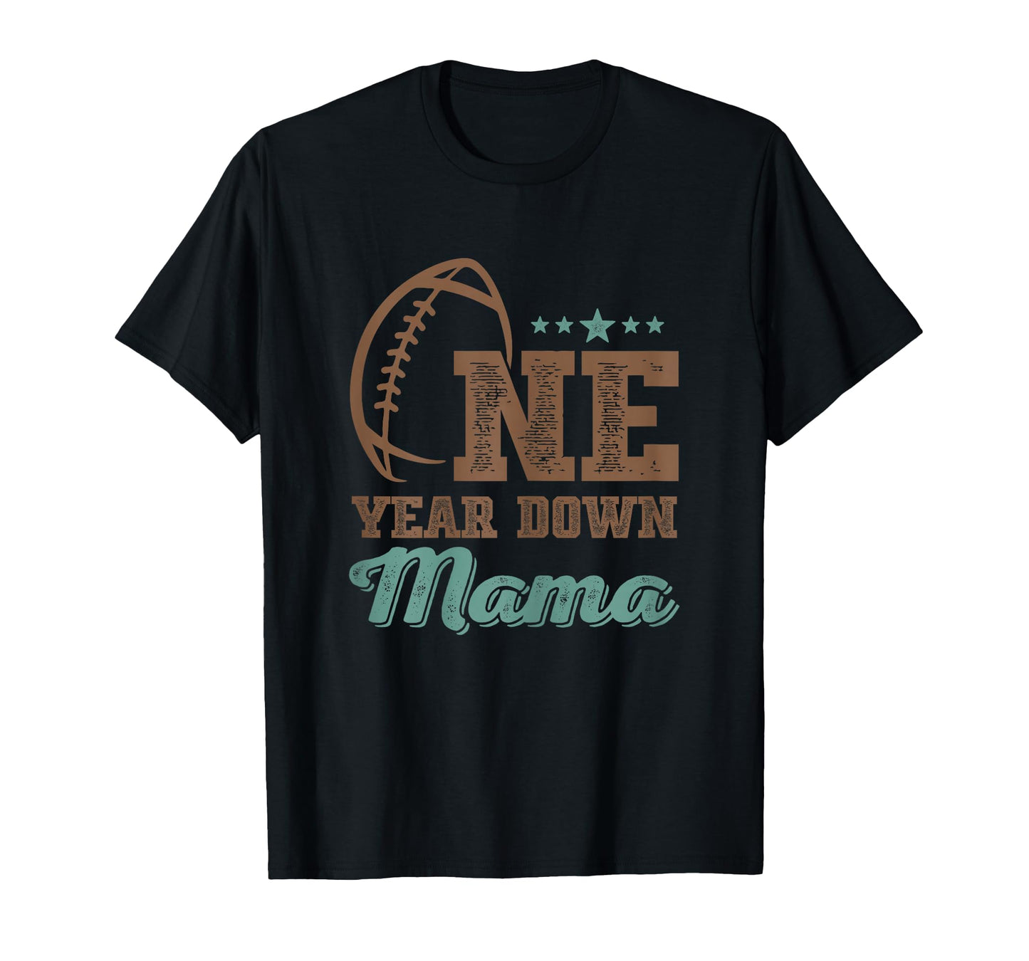 Mama Of The Birthday Boy 1st Year Down Birthday Football T-Shirt