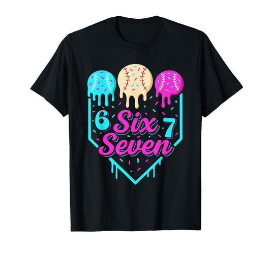 67 Ice Cream Baseball Drip Home Plate Six Seven 6 7 Meme Kid T-Shirt
