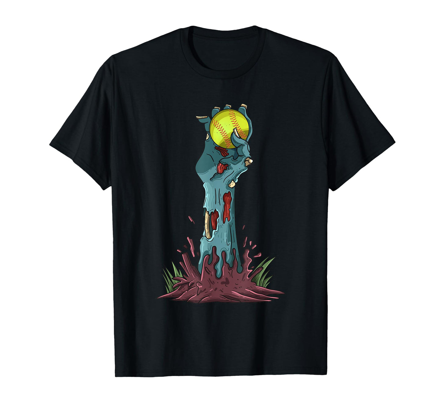 Zombie Hands Softball Funny Halloween Horror Scary Outfit T-Shirt