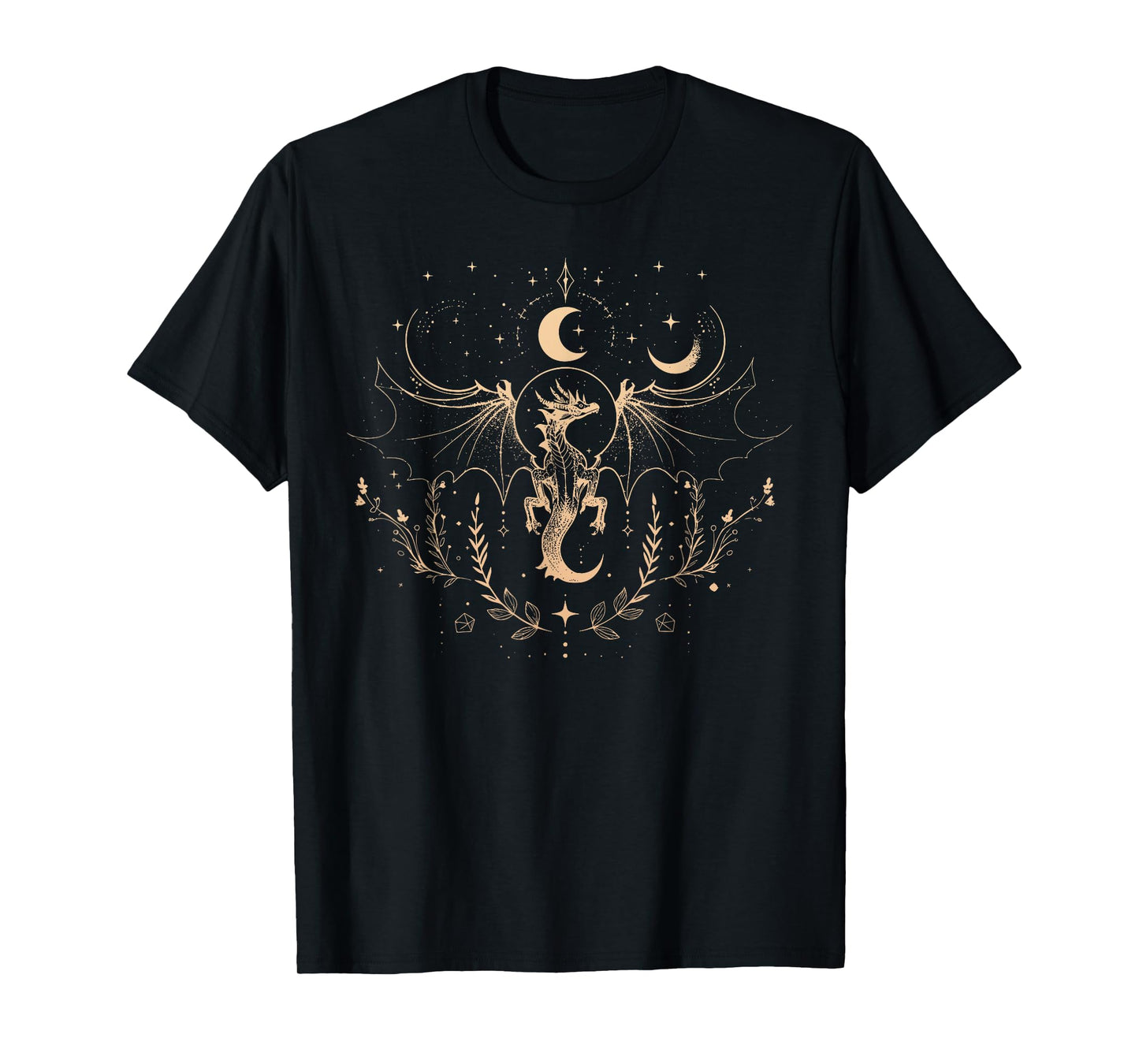 Celestial Floral Dragon Moon Mystical Fairycore Astrology T-Shirt