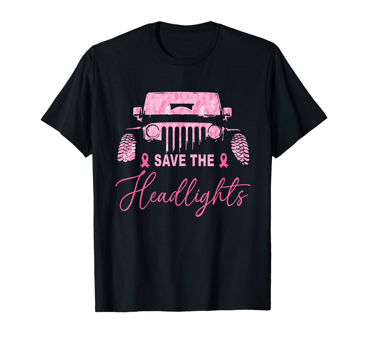 Save The Headlights Breast Cancer Fighters Pink Ribbon T-Shirt