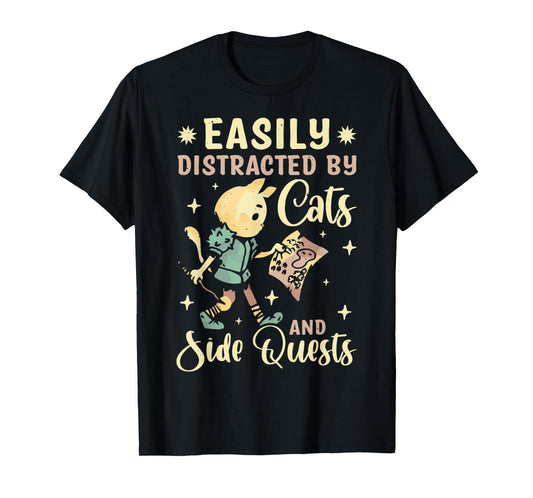 Easily Distracted By Cats And Side Quests T-Shirt