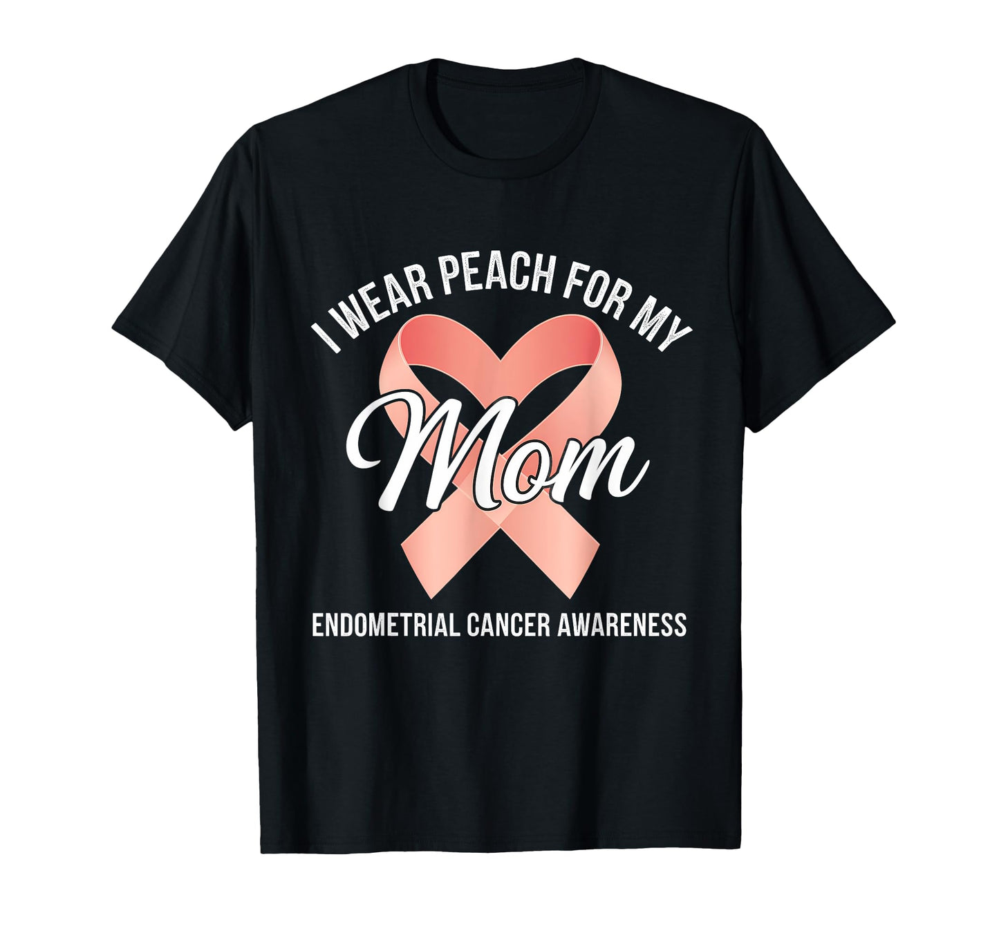 Endometrial Cancer Awareness Peach Ribbon T-Shirt