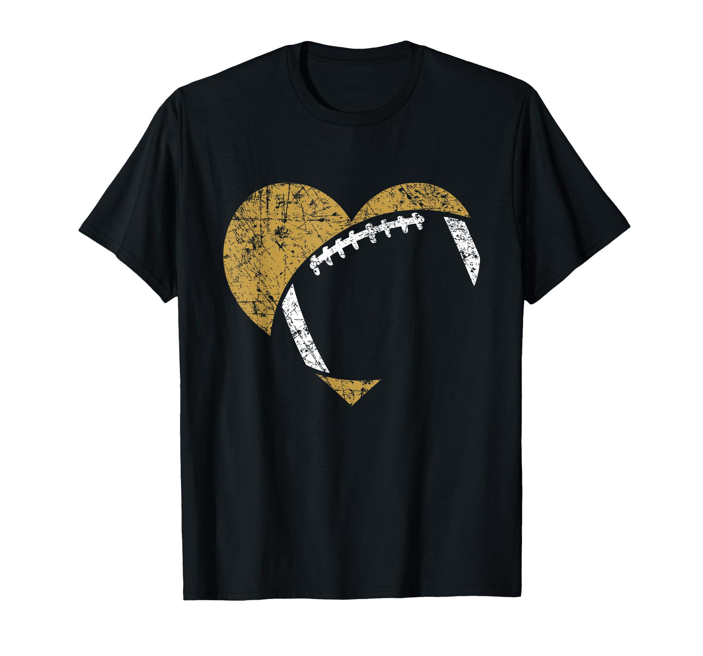 Football Heart Cutout Gold White Team Game Gift T-Shirt