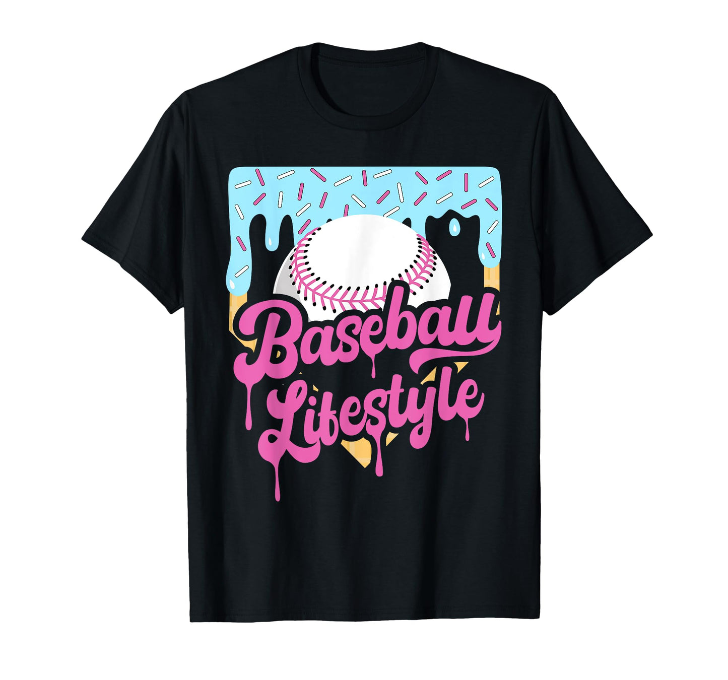 Baseball Lifestyle Home Plate Ice Cream Drip Men Boys Youth T-Shirt