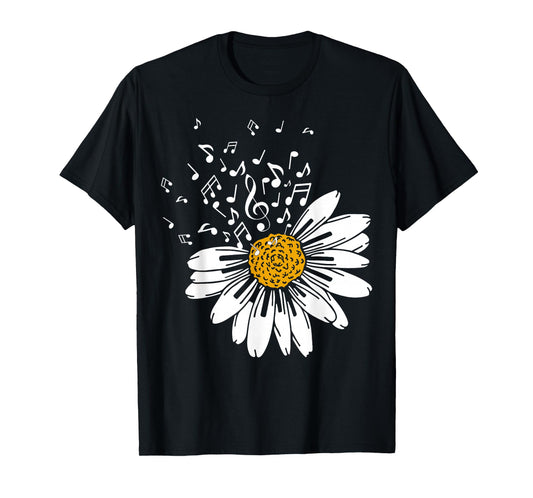 Daisy Flower Music Notes Clef Teacher Musicians Music Lover T-Shirt