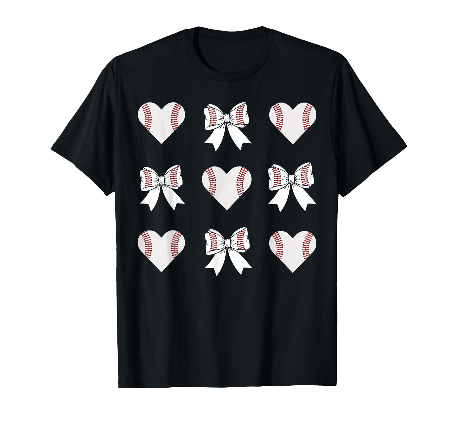 Baseball Mom Heart with Coquette Bow Mother's Day T-Shirt