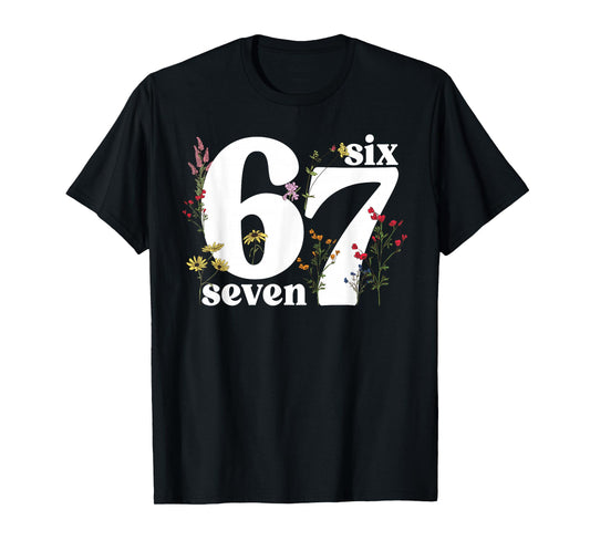 67 Six Seven Floral Aesthetic Number Funny Six Seven Costume T-Shirt
